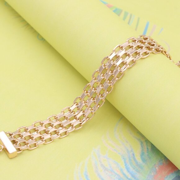 "Rose Gold Plated Multi-Link Chain Bracelet, XPBL0860 - Picture 4 of 12